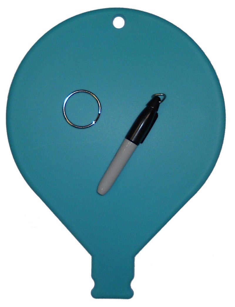 Control Balloon Products Large TEAL Key Tag, includes Key Ring & Pen, Never Lost Key Ring, Key Chain, Large Key Ring Holder - Image 1